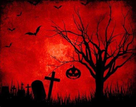 Grunge red background with halloween silhouettes Photo | Free Download