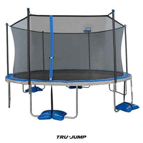 Trujump 15-Foot Trampoline, with Enclosure and Airdunk, Blue (Box 1 of 2) - Walmart.com ...