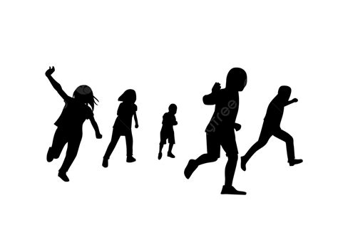 Kids Running Silhouette Vector PNG, Running And Playing Kids Vector Illustration Silhouette, Run ...