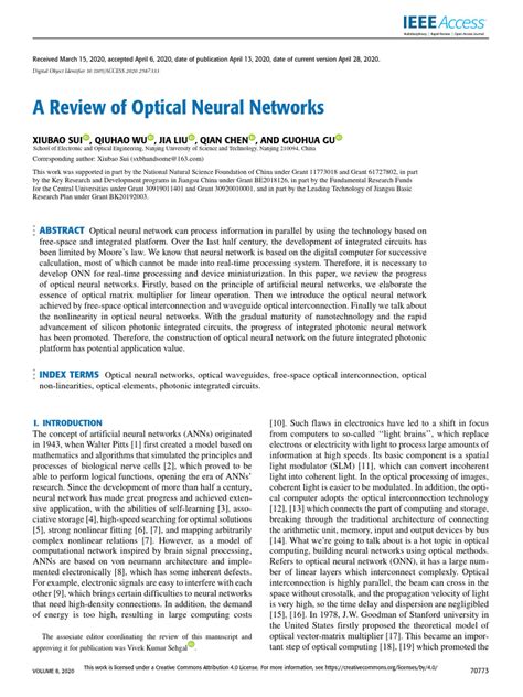 A Review of Optical Neural Networks | PDF | Nonlinear Optics | Matrix ...