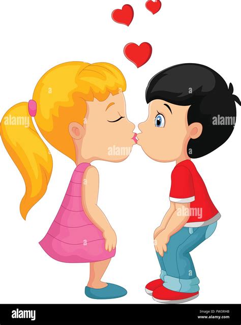 Cartoon little boy kissing a girl Stock Vector Art & Illustration, Vector Image: 101502615 - Alamy