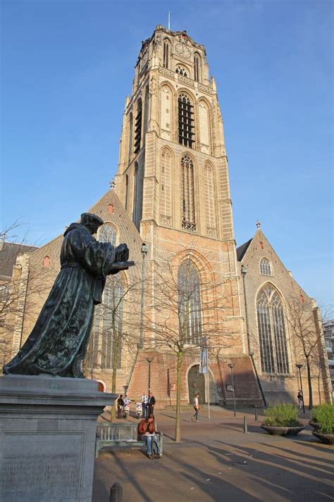 Bronze Statue of Erasmus on the Square in Rotterdam, Netherladns Editorial Stock Image - Image ...