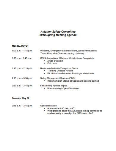 Safety Meeting Agenda - 12+ Examples, Format, Pdf