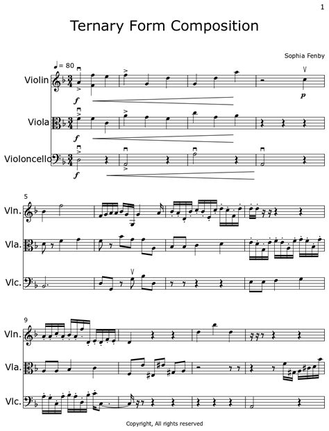 Ternary Form Composition - Sheet music for Violin, Viola, Cello