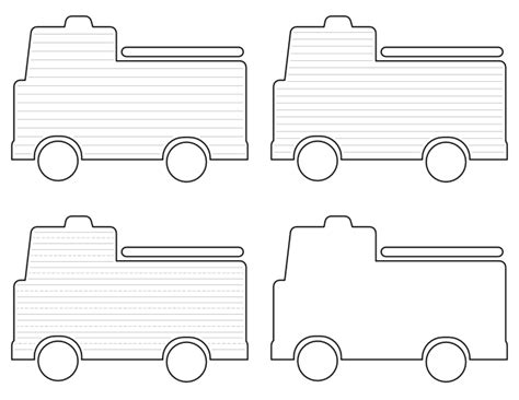 Free Printable Simple Fire Truck-Shaped Writing Templates