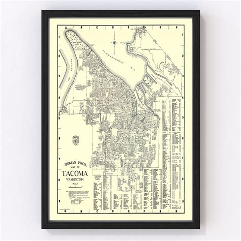 Vintage Map of Tacoma, Washington 1920 by Ted's Vintage Art