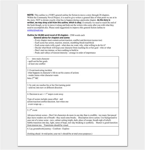 Novel Outline Template - 11+ For Word, Excel & PDF Format