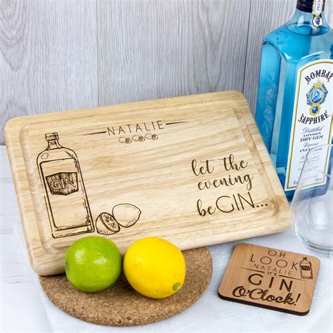 Gin & Tonic Board 'n' Coaster Set - The Laser Boutique