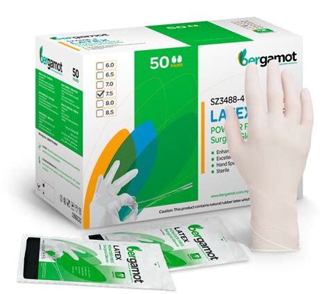 Bergamot Latex Powder Free Surgical Gloves 50 Pairs