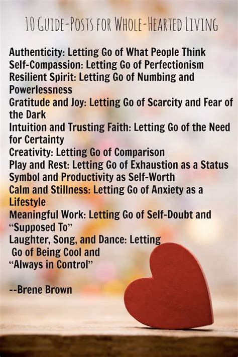 Brene Brown 10 Guideposts for Whole Hearted Living