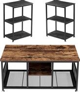 Industrial Coffee Table Set of 3, Sofa Table and Side Table Set of 2 ...