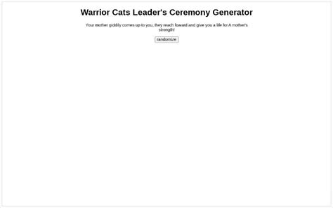 Warrior Cats Leader's Ceremony Generator