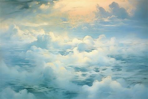 Premium AI Image | A painting of clouds above the ocean