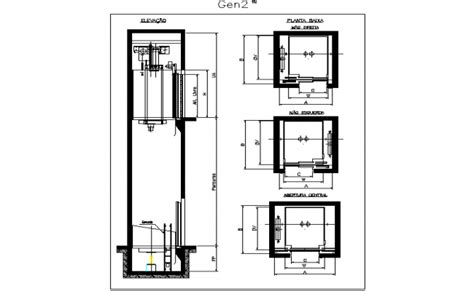 Elevator plan and section detail dwg file | Elevator design, Elevation ...