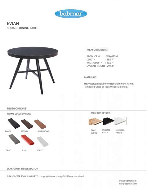Evian Modern Outdoor Round Dining Table for 4