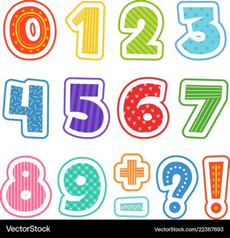 Cartoon numbers colored fun alphabet for school Vector Image