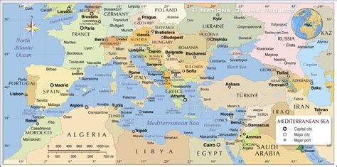 Europe Physical Map Mediterranean Sea