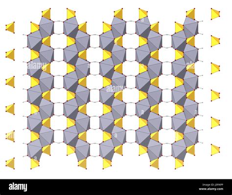 Gypsum (calcium sulfate dihydrate, CaSO4.H2O) mineral, chemical structure. Used as fertilizer ...