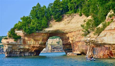 Exploring PIctured Rocks National Lakeshore on a trip to Michigan