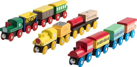 Wooden Train Set 12 Pcs Magnetic Includes 3 Engines-Toy Train Sets for ...