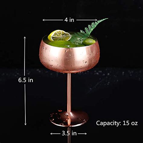 Copper Coupe Champagne Glasses Set of 2 Stainless Steel