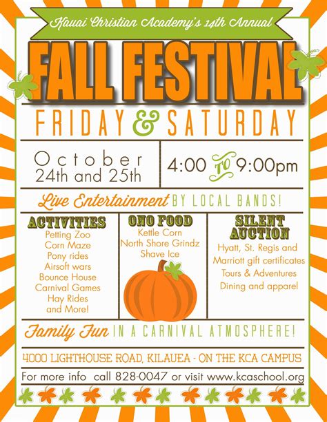 Free Printable Fall Festival Flyer Templates Of Kauai Christian Academy S 14th Annual Fall ...