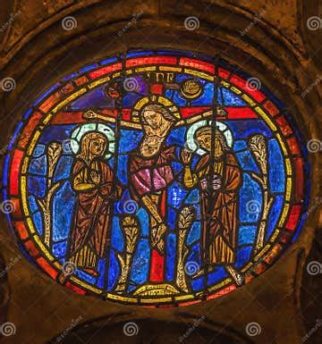 Crucifixion Stained Glass St John Baptist Cathedral Lyon France ...