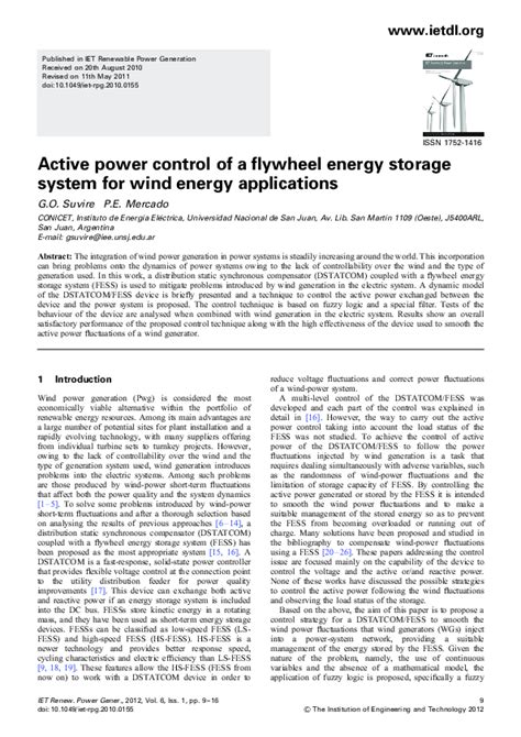 (PDF) Active power control of a flywheel energy storage system for wind ...