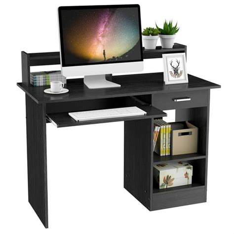 SmileMart Wooden Home Office Computer Desk with Drawers, Storage ...