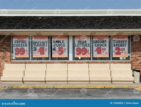 Sale Signs At Grocery Store Royalty Free Stock Photo - Image: 13838855