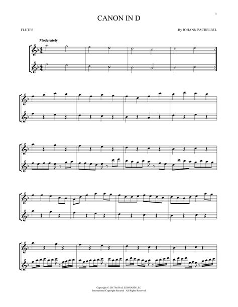 Johann Pachelbel "Canon In D" Sheet Music Notes | Download Printable PDF Score 72593