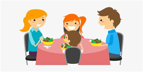 Cartoon Family Of 3 Eating Dinner For Kids - Family Dinner Cartoon Png - Free Transparent PNG ...