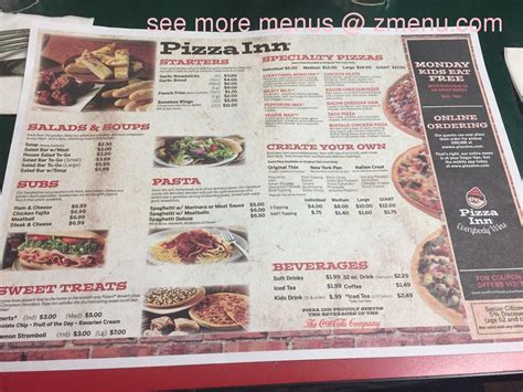 Online Menu of Pizza Inn Restaurant, Lancaster, South Carolina, 29720 - Zmenu