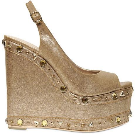 Carvela Kurt Geiger Shiny Crystals Open Toe Wedges in Gold | Lyst