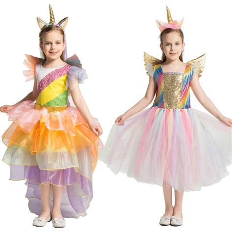 Gilrs Unicorn Costume Cosplay Unicorn Party Dress Children Birthday Gift Halloween Costume For ...