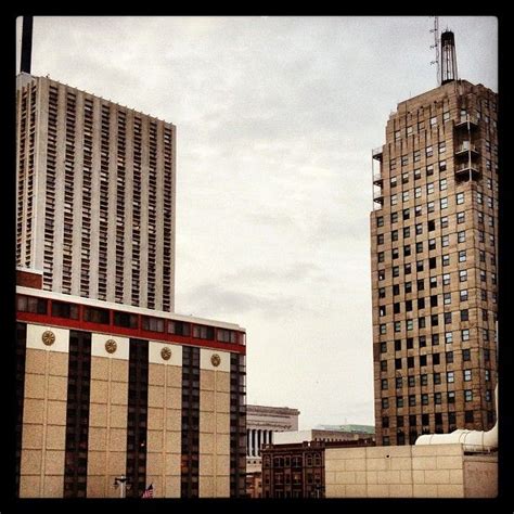 View from the Hilton Milwaukee City Center parking garage. You can see the City Courthouse ...