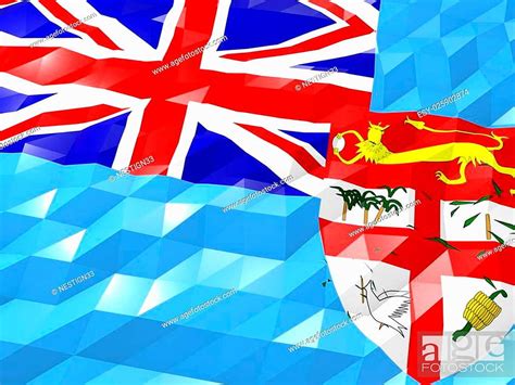 Flag Of Fiji 3D Illustration, National Symbol, Low Polygonal Glossy Origami Style, Stock , And ...