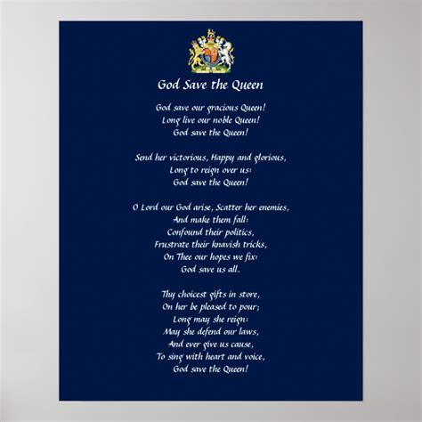 Great Britain Anthem Poster (God Save the Queen) | Zazzle.co.uk