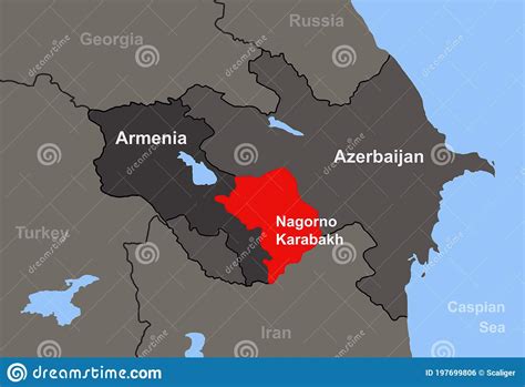 Armenia-Azerbaijan Conflict in Nagorno-Karabakh on Outline Map Stock ...