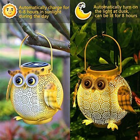 2 Pack Hanging Solar Lanterns - Garden Light Waterproof 2 Pack Owl ...