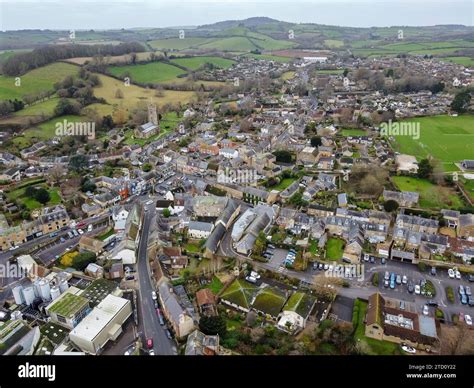 Beaminster, Dorset, UK. 15th December 2023. UK Weather. Aerial view of Beaminster in Dorset on ...