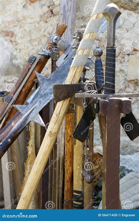 Medieval Cutting and Stabbing Weapons Stock Photo - Image of medieval, metallic: 56471430