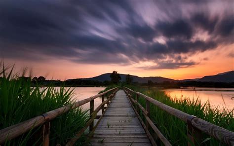 calm, clouds, countryside, dawn, dusk, field, grass, idyllic, light ...