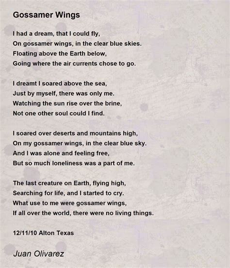 Gossamer Wings - Gossamer Wings Poem by Juan Olivarez