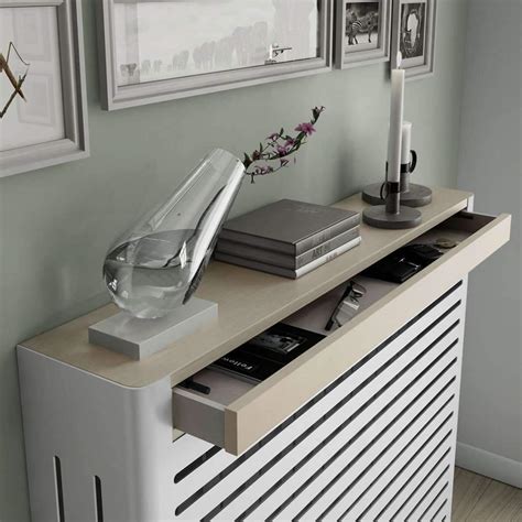 Modern Floating White Radiator Heater Cover NORDIC one or two wood drawers – RadiatorCoversShop.com