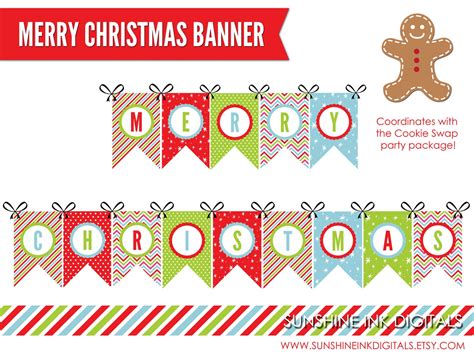 Printable Merry Christmas Banner Christmas Decoration