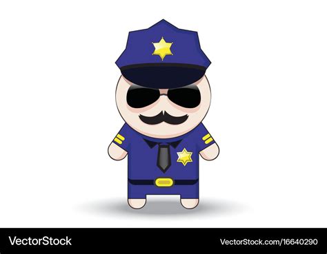 Funny cop with sunglasses and mustache police Vector Image