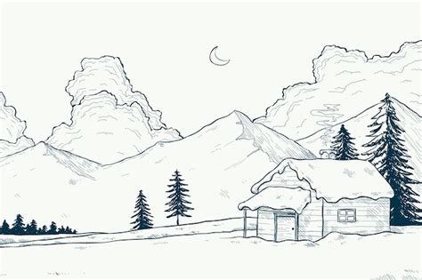 Free Vector | Winter landscape concept in hand drawn