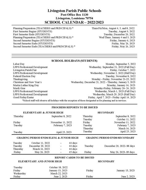 Livingston Parish Calendar - Printable Word Searches