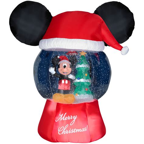 Disney Airblown Globe Mickey with Santa Hat Christmas Decorations